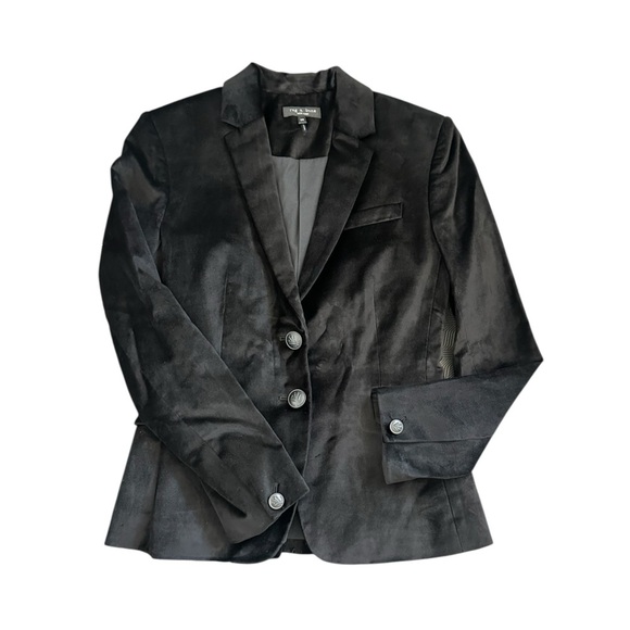 NEW Rag & Bone Women's Black Razor Velvet Two-Button Blazer Jacket - Size 00/XXS - Picture 7 of 13